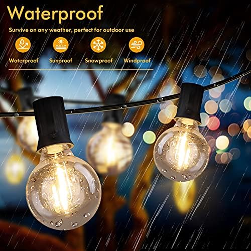 100FT LED Outdoor String Lights Patio Light with 52 Shatterproof G40 Dimmable Globe Bulb, 2-Pack 50FT Waterproof, alternate