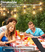 100FT LED Outdoor String Lights with Remote, 35+ 1 Shatterproof Bulbs Waterproof and Dimmable Patio Lights for, alternate