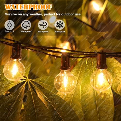 100ft Outdoor G40 LED Globe String Lights Dimmable Waterproof Shatterproof Light Strings with 52 Bulbs, alternate view 2