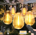100FT Outdoor String Lights 35 Bulbs with Remote Dimmable Timer Flashing