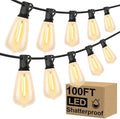 100FT Outdoor String Lights 52 Bulbs, 2200K Amber Lights