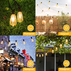 100FT Outdoor String Lights 52 Bulbs, 2200K Amber Lights, alternate view 5