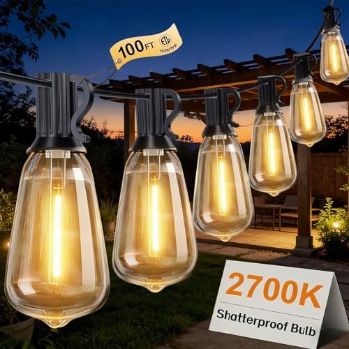 100FT Outdoor String Lights, IP45 Waterproof Patio Lights LED ST38