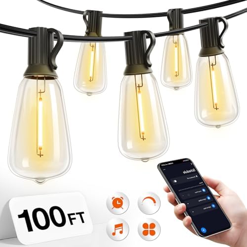 100FT Outdoor String Lights ST38 LED with APP Control Waterproof