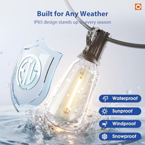 100FT Outdoor String Lights ST38 LED with APP Control Waterproof, alternate view 4