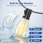 100FT Outdoor String Lights with Remote & Dimmable, 35+1 Shatterproof Waterproof Bulbs, Dimmable Outside Hanging, alternate