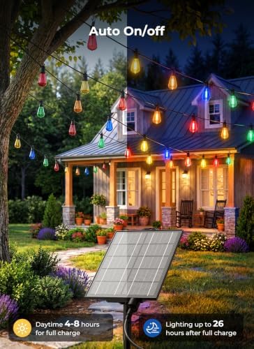 100FT Solar Christmas Lights Outdoor, Multicolor String Lights, alternate view 2