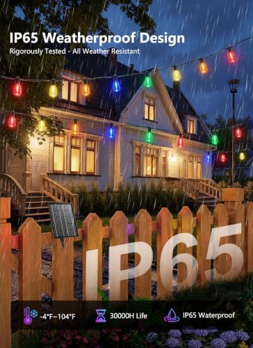 100FT Solar Christmas Lights Outdoor, Multicolor String Lights, alternate view 3