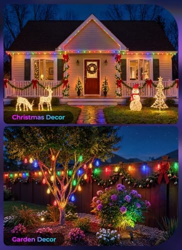 100FT Solar Christmas Lights Outdoor, Multicolor String Lights, alternate view 6