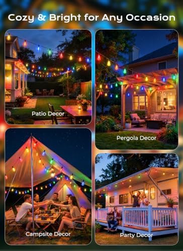 100FT Solar Christmas Lights Outdoor, Multicolor String Lights, alternate view 7