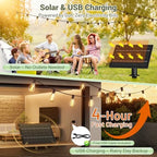 100FT Solar Outdoor String Lights with 36+2 Edison Shatterproof Waterproof Bulbs, 2200K Commercial Grade Patio, alternate