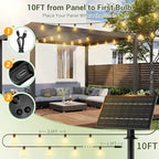 100FT Solar Outdoor String Lights with 36+2 Edison Shatterproof Waterproof Bulbs, 2200K Commercial Grade Patio, alternate