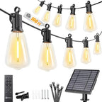 100FT Solar String Lights Outdoor, 31+2 Shatterproof LED Lights