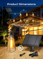 100FT Solar String Lights Outdoor, 31+2 Shatterproof LED Lights, alternate view 6
