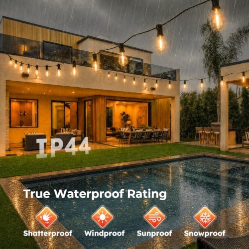 100FT String Lights Waterproof, LED Outdoor Lights with Remote APP Control in Soft White, alternate view 5