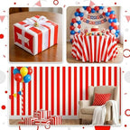100FT x 54IN Carnival Red & White Striped Tablecloth Roll with Cutter Box, alternate view 3