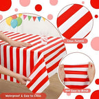 100FT x 54IN Carnival Red & White Striped Tablecloth Roll with Cutter Box, alternate view 5
