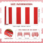 100FT x 54IN Carnival Red & White Striped Tablecloth Roll with Cutter Box, alternate view 7