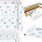 100FT x 54IN Christmas Blue Snowflake Tablecloth Roll with Cutter Box