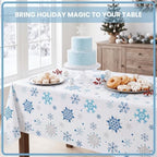 100FT x 54IN Christmas Blue Snowflake Tablecloth Roll with Cutter Box, alternate view 2
