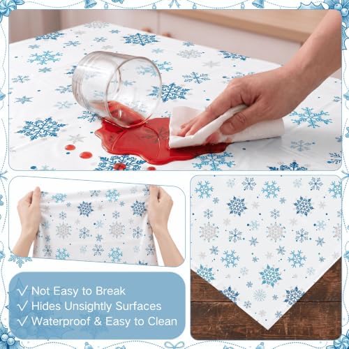 100FT x 54IN Christmas Blue Snowflake Tablecloth Roll with Cutter Box, alternate view 7