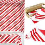 100FT x 54IN Christmas Candy Cane Red and White Striped Tablecloth Roll