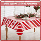 100FT x 54IN Christmas Candy Cane Red and White Striped Tablecloth Roll, alternate view 2