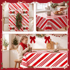 100FT x 54IN Christmas Candy Cane Red and White Striped Tablecloth Roll, alternate view 3