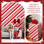 100FT x 54IN Christmas Candy Cane Red and White Striped Tablecloth Roll, alternate view 4