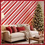 100FT x 54IN Christmas Candy Cane Red and White Striped Tablecloth Roll, alternate view 5