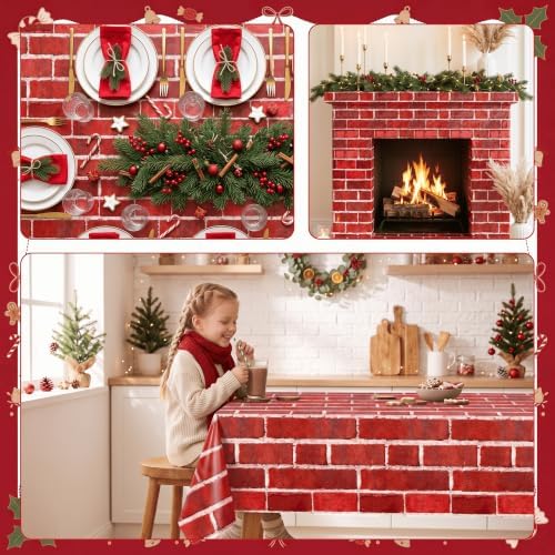 100FT x 54IN Christmas Red Brick Tablecloth Roll with Slide Cutter Box, alternate view 2