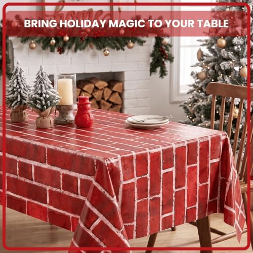 100FT x 54IN Christmas Red Brick Tablecloth Roll with Slide Cutter Box, alternate view 3