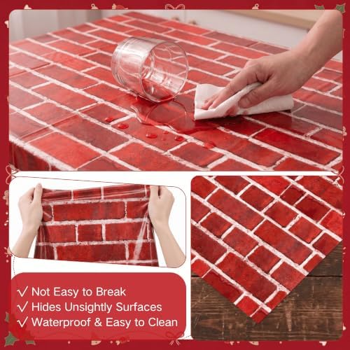100FT x 54IN Christmas Red Brick Tablecloth Roll with Slide Cutter Box, alternate view 6