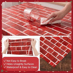 100FT x 54IN Christmas Red Brick Tablecloth Roll with Slide Cutter Box, alternate view 6