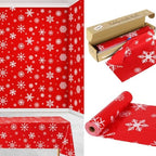 100FT x 54IN Christmas White Snowflake Tablecloth Roll with Cutter Box