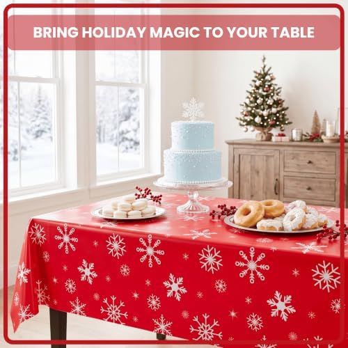 100FT x 54IN Christmas White Snowflake Tablecloth Roll with Cutter Box, alternate view 2