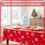 100FT x 54IN Christmas White Snowflake Tablecloth Roll with Cutter Box, alternate view 2