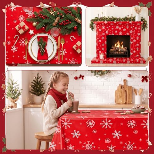 100FT x 54IN Christmas White Snowflake Tablecloth Roll with Cutter Box, alternate view 3