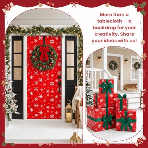 100FT x 54IN Christmas White Snowflake Tablecloth Roll with Cutter Box, alternate view 5