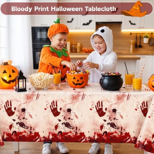 100FT x 54IN Halloween Bloody Print Plastic Tablecloth Roll with Cutter Box, alternate view 2