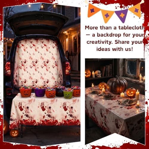 100FT x 54IN Halloween Bloody Print Plastic Tablecloth Roll with Cutter Box, alternate view 4