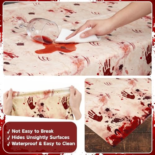 100FT x 54IN Halloween Bloody Print Plastic Tablecloth Roll with Cutter Box, alternate view 6