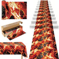 100FT x 54IN Halloween Lava Plastic Tablecloth Roll with Slide Cutter Box in Red Lava