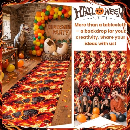 100FT x 54IN Halloween Lava Plastic Tablecloth Roll with Slide Cutter Box in Red Lava, alternate view 2