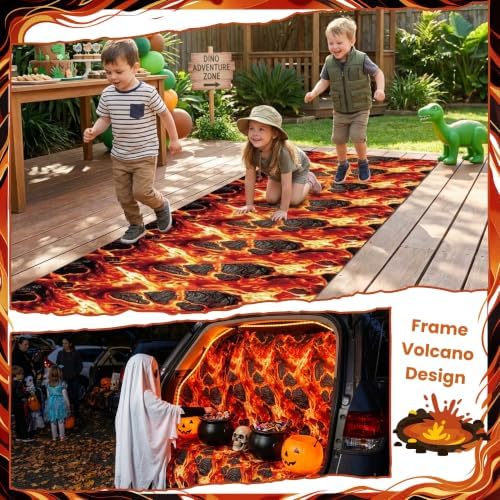 100FT x 54IN Halloween Lava Plastic Tablecloth Roll with Slide Cutter Box in Red Lava, alternate view 3