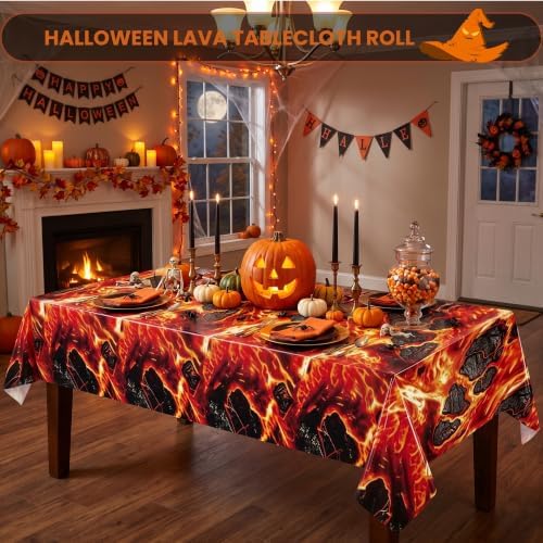 100FT x 54IN Halloween Lava Plastic Tablecloth Roll with Slide Cutter Box in Red Lava, alternate view 4