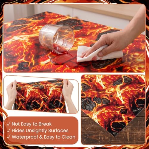 100FT x 54IN Halloween Lava Plastic Tablecloth Roll with Slide Cutter Box in Red Lava, alternate view 5