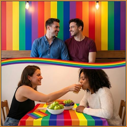 100FT x 54IN Rainbow Plastic Tablecloth Roll with Slide Cutter Box, alternate view 2