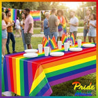 100FT x 54IN Rainbow Plastic Tablecloth Roll with Slide Cutter Box, alternate view 3