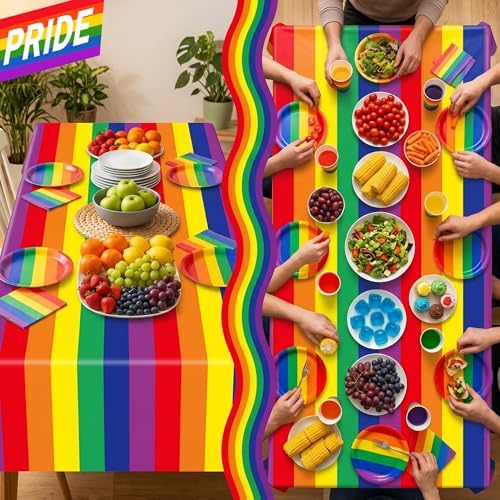 100FT x 54IN Rainbow Plastic Tablecloth Roll with Slide Cutter Box, alternate view 5